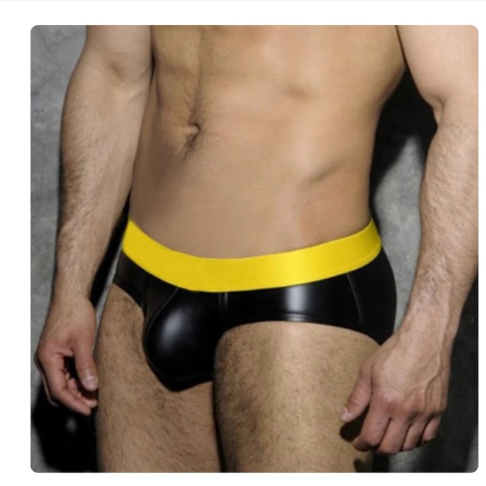 Men's Faux Leather Briefs, Men’s Low Waist Underwear